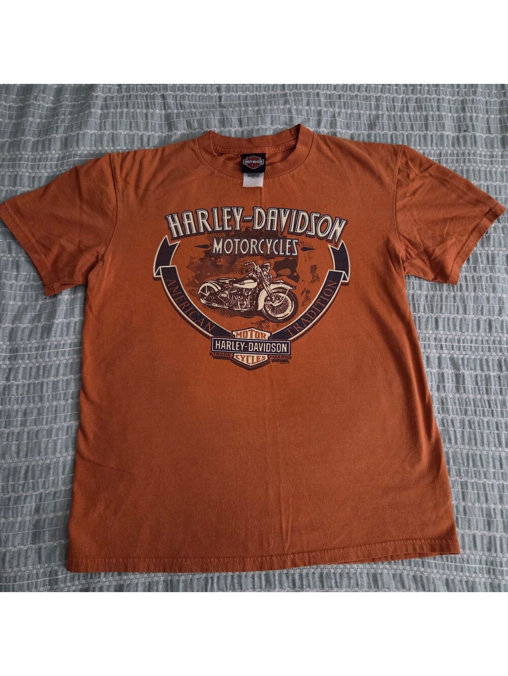 Harley-Davidson motorcycle shield orange T-shirt
